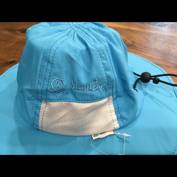 SwimZip Wide Brim Sun Hat  SPF 50+ - Aqua - NWT - Picture 5 of 7